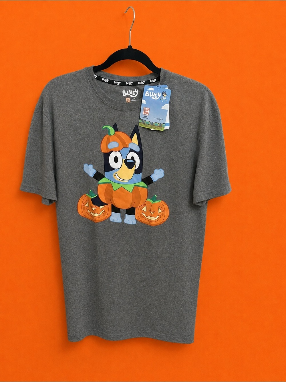 Adult Large BLUEY Halloween Pumpkin Graphic Tee, NWT